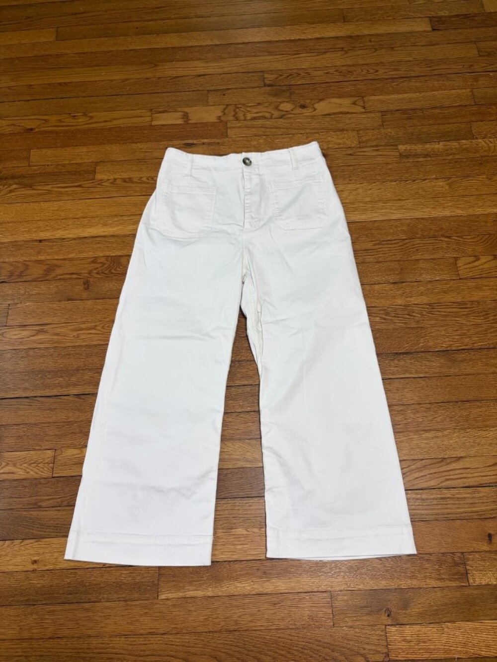 MAEVE Anthroplogie The Colette Womens Wide Leg Cropped Pants Size 31 32x26 White